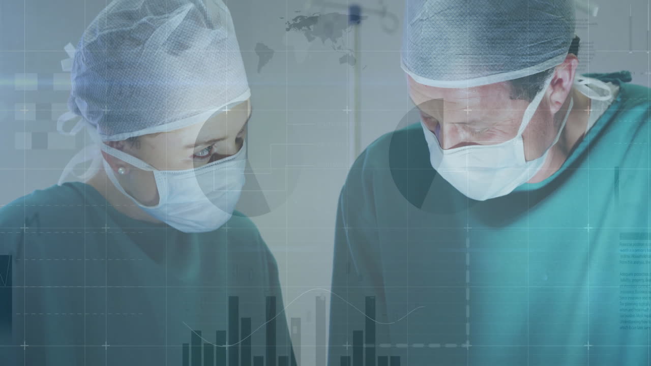 다양한 외과 의사들에 대한 데이터 처리의 애니메이션