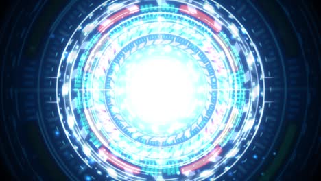 circle hud head up display interface element for futuristic cyber technology concept with dark and grain processed