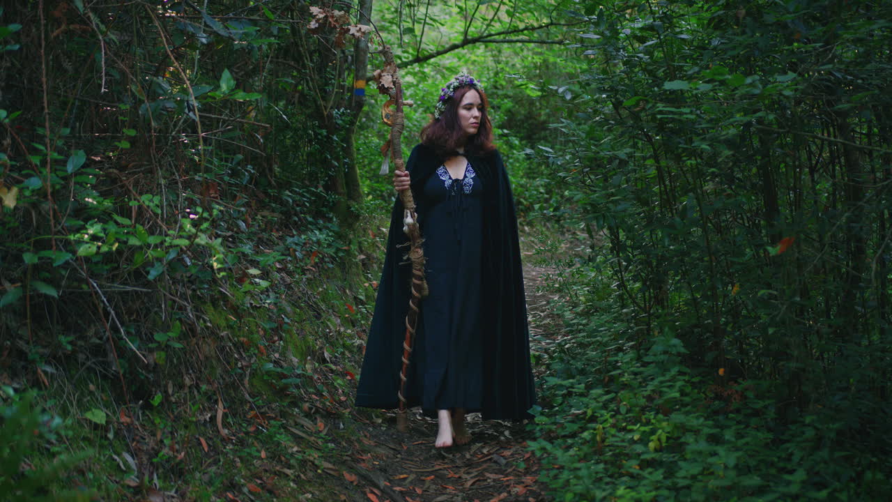 숲에 걸어다니는 젊은 드루이드 소녀  ⁇ 리 롱 ⁇