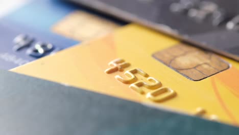 close-up of multiple credit cards