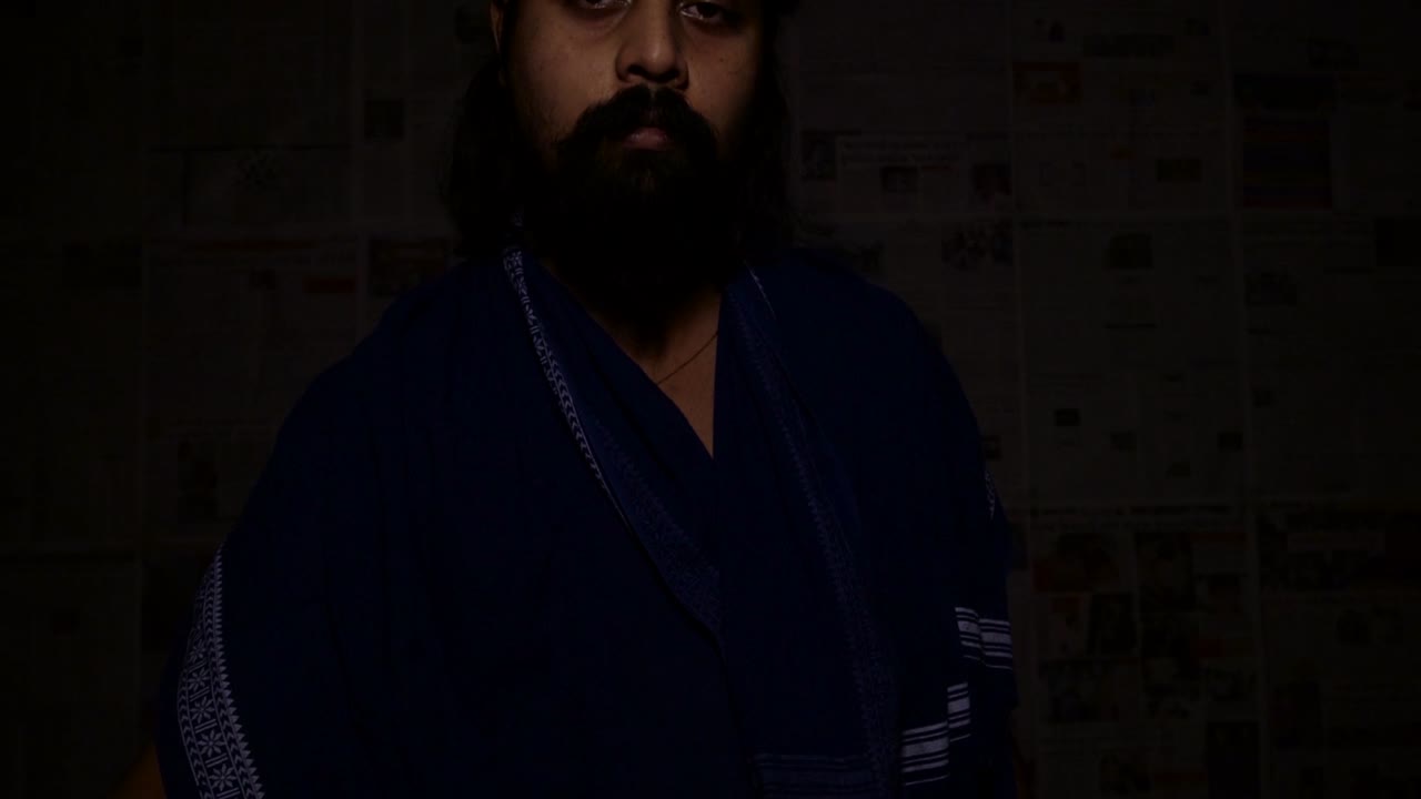 Indian Monk with mashal(Fire stick torch)