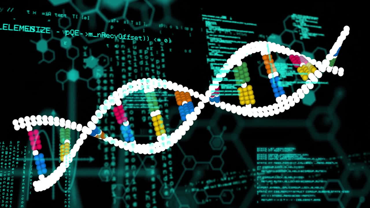 Animation of data processing over dna strand