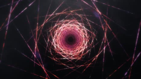 abstract wire mesh neon tunnel pattern with blurred futuristic interface, flare light and bokeh. glowing hi technology texture. abstract motion background. cyber punk concept. 4k 3d seamless loop.