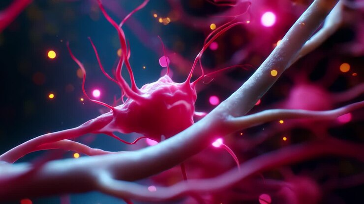 Intricate Neuronal Network: A Stunning Visualization of Neurons Interacting within a Vibrant Microscopic Landscape Highlighting the Complex Structure and Function of Neural Cells in Action