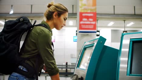 commuter scanning passport on scanner machine 4k