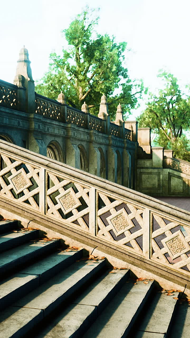 도시 공원 에 있는 대형 돌 계단