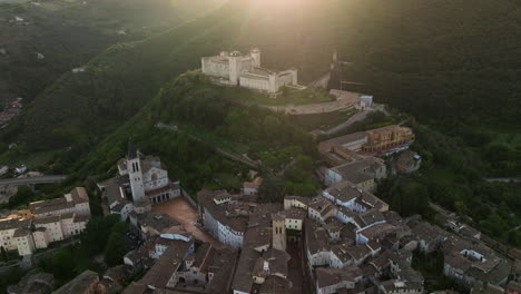 aerial view of the historical town of spoleto, region of umbria, italy - drone shot