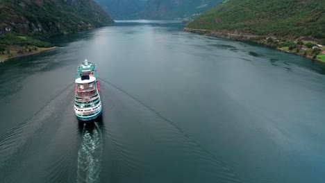 cruise ship, cruise liners on sognefjord or sognefjorden, norway