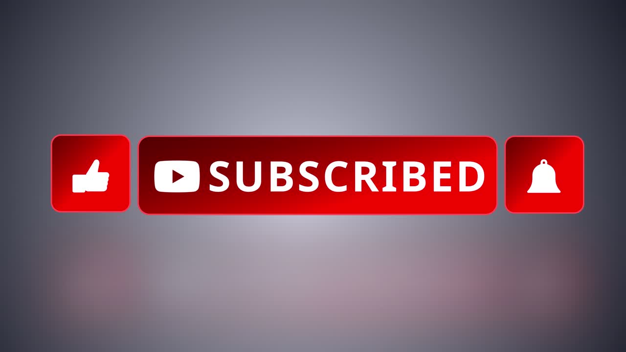 Mouse clicking subscribe button and bell notification with a red white background animation of