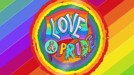 animación del orgullo del amor texto lgbtq sobre el fondo del arco iris