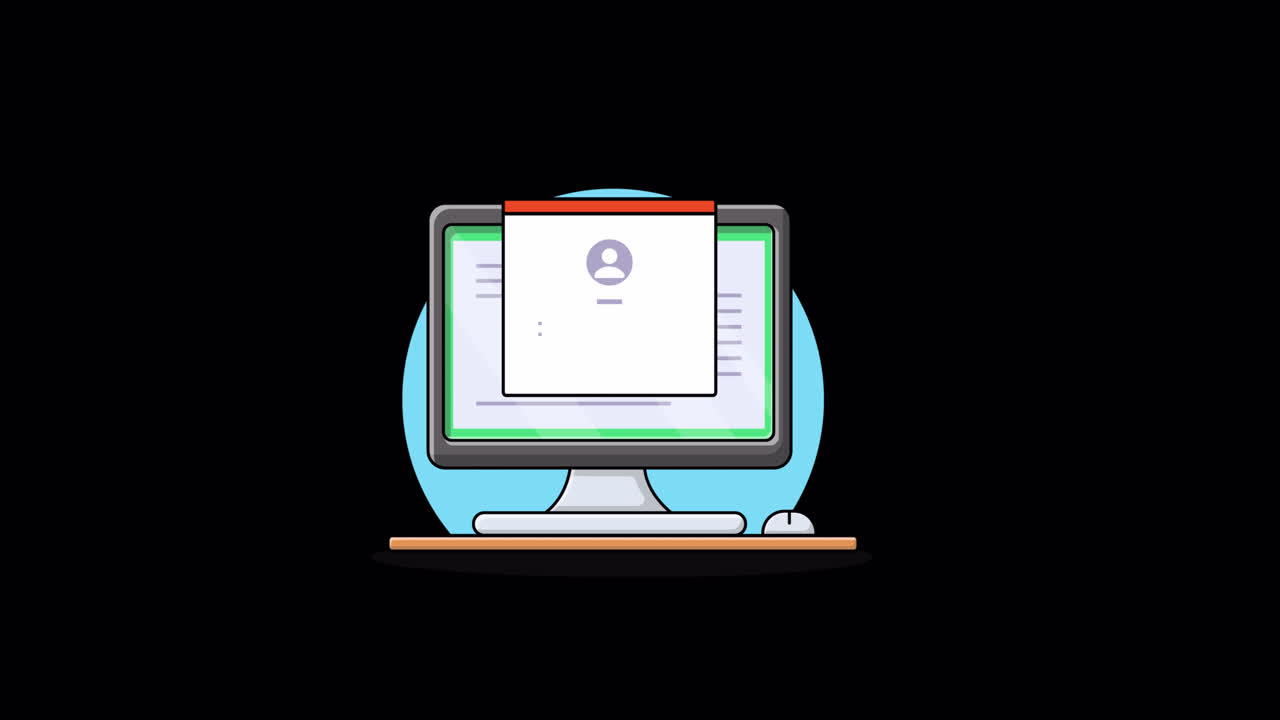 Computer animato con scudo di sicurezza e pop-up di accesso