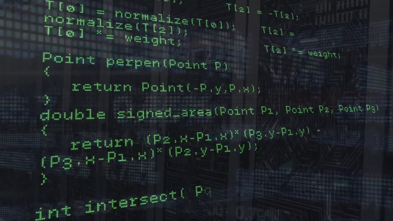 animatie van gegevensverwerking in groen over servers