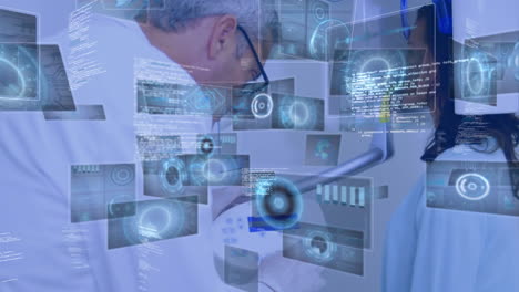 Animation of data processing over medical staff