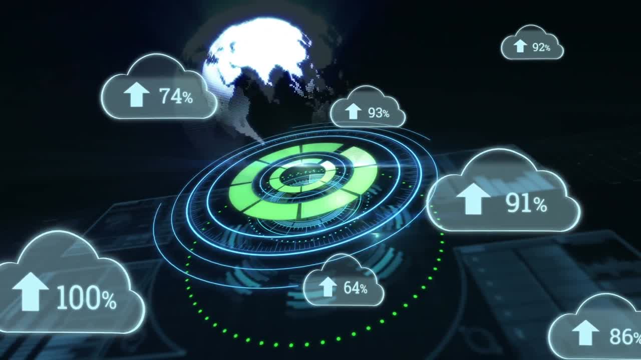 Upload progress clouds and globe