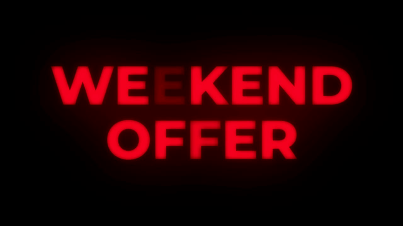 Weekend Offer Text Flickering Display Promotional Loop.