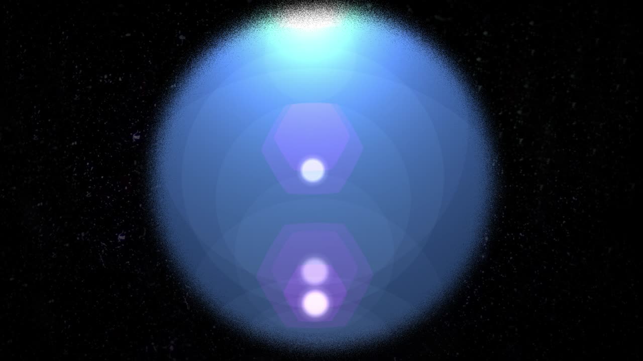 Abstract digital lens flare light effect in circle with star background