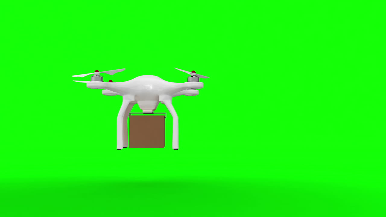 Digitally generated image of drone carrying cardboard box