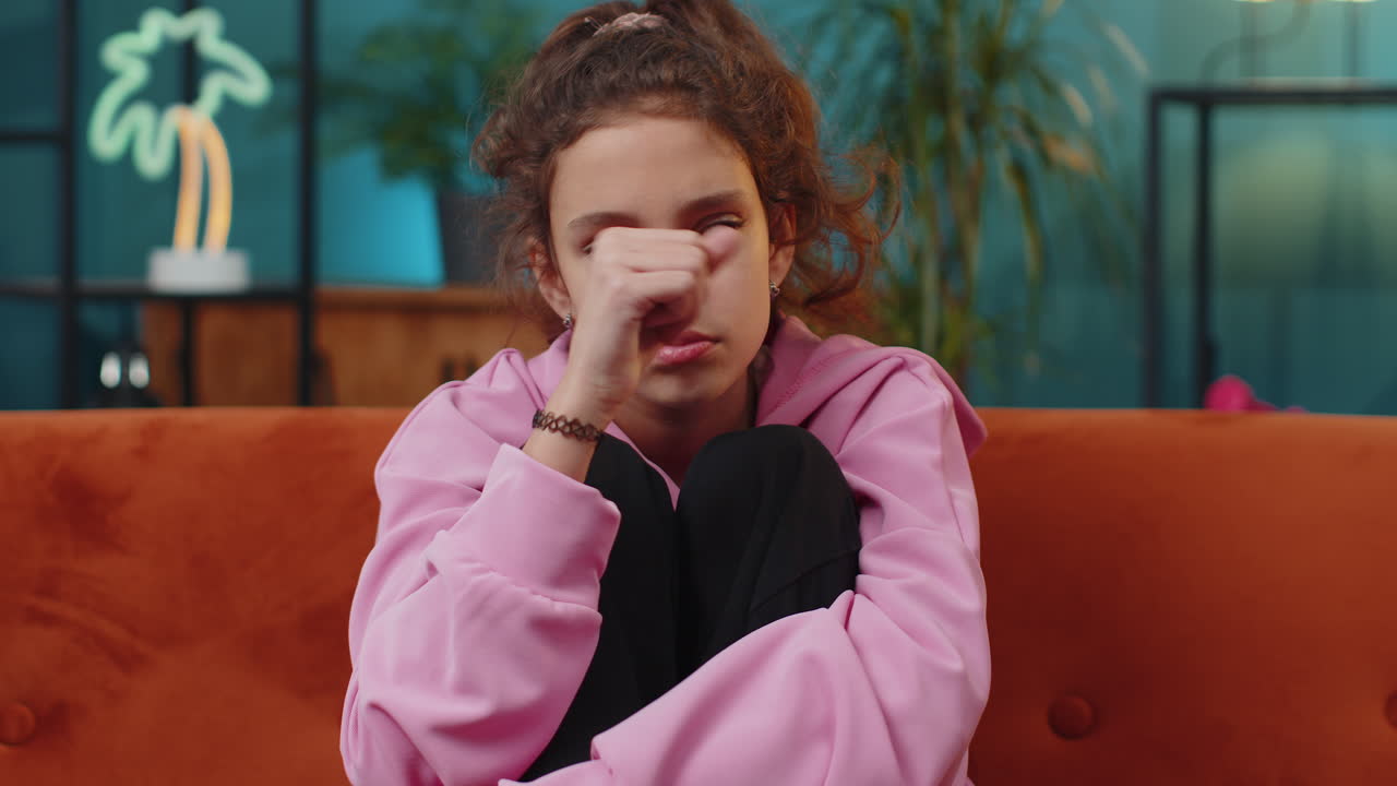 Preteen girl suffers from unfair situation unrequited love violence abuse bullying in family