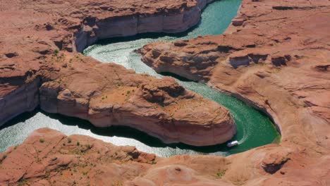 aerial drone footage of summer in lake powell, page, arizona, usa