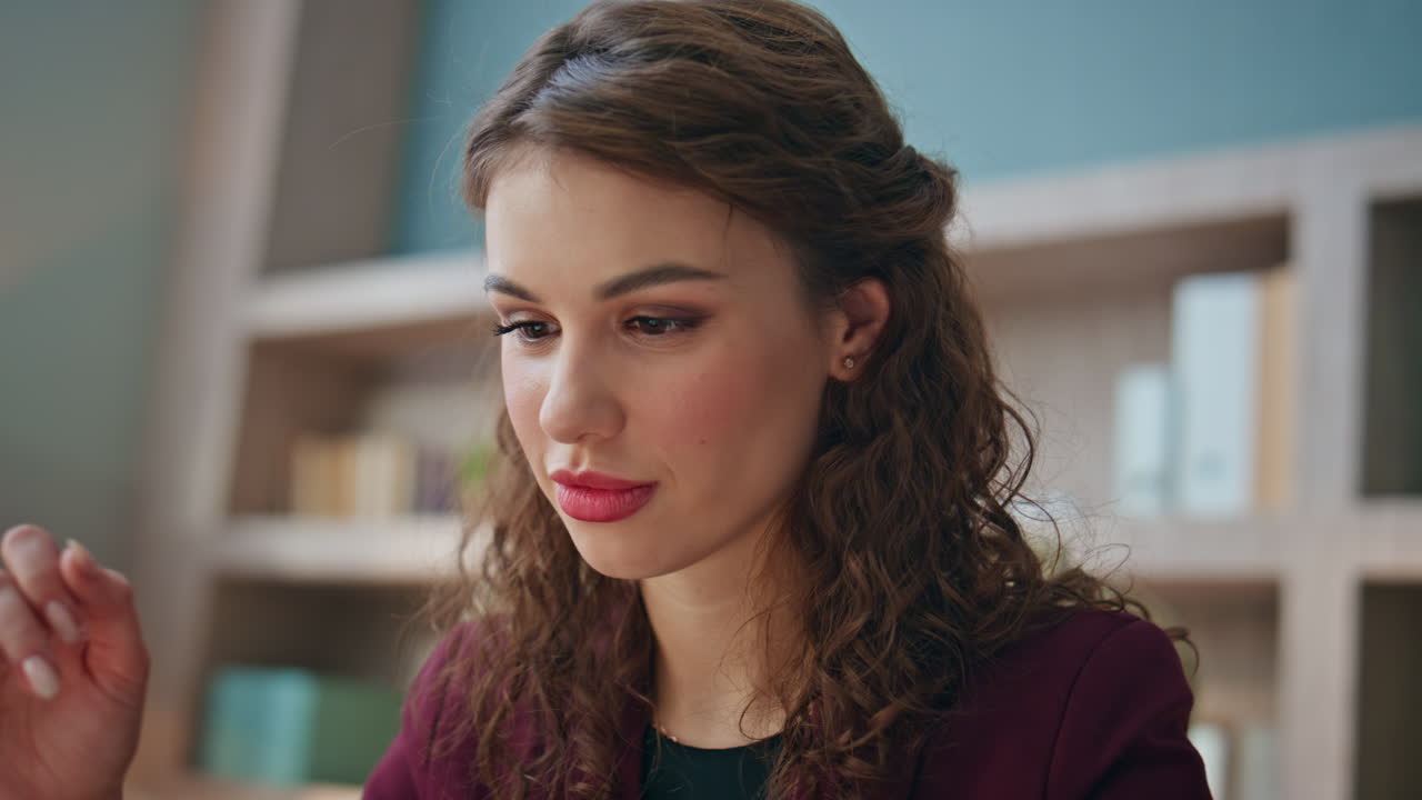 Excited businesswoman receiving news closeup. Happy woman working in office