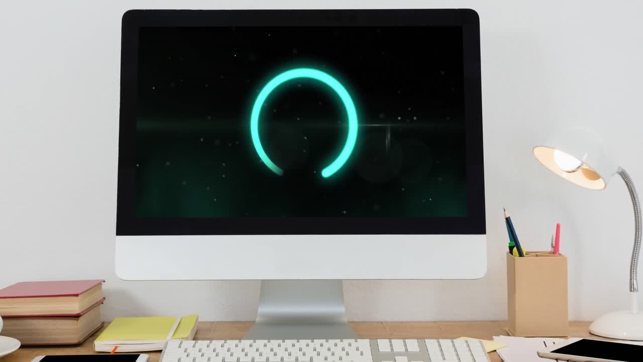 animación del escaneo del alcance y el procesamiento de datos en la pantalla de la computadora