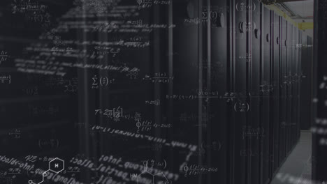 animación de ecuaciones matemáticas y procesamiento de datos contra la sala de servidores de computadora