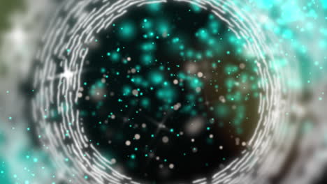 animation of multiple white circles moving over glowing green spots in background