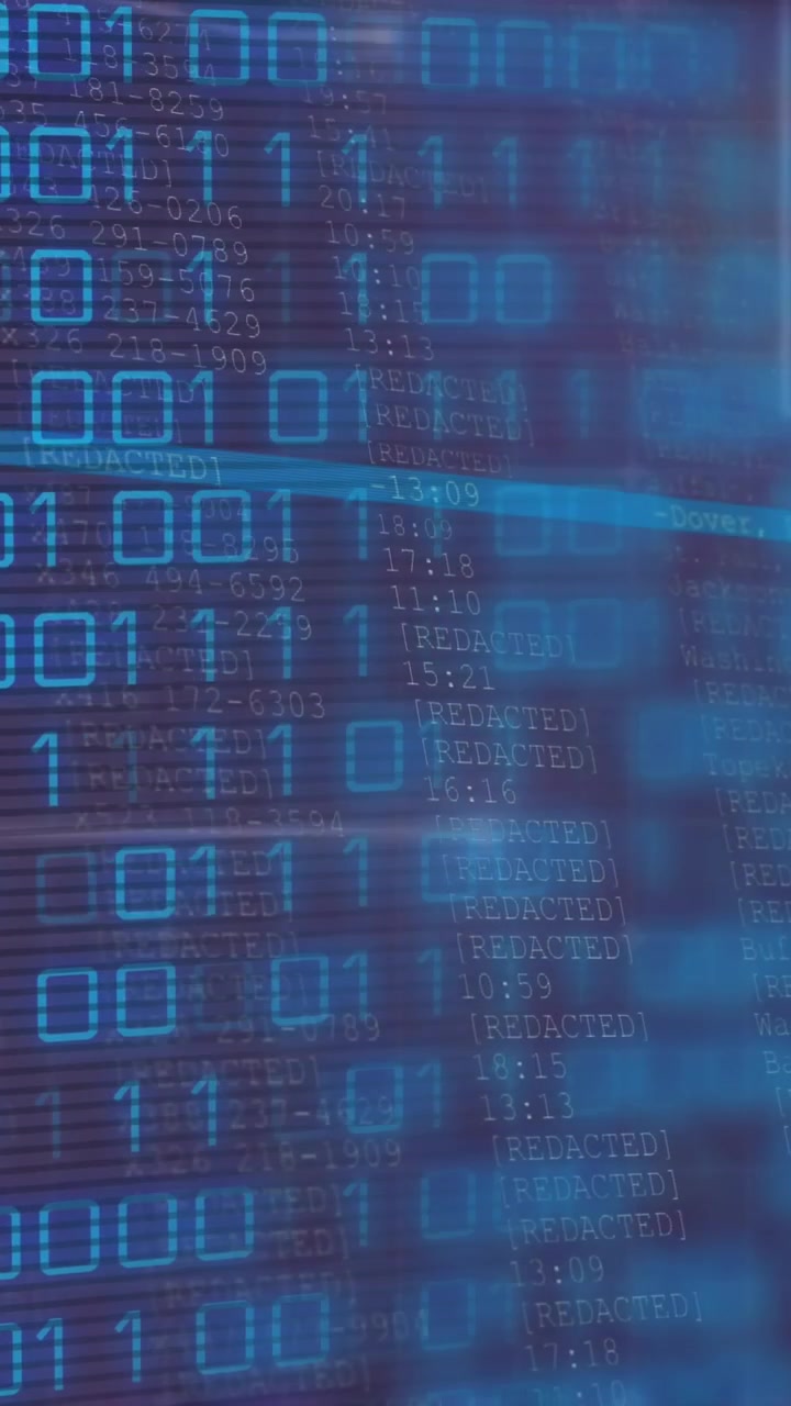 Animation of binary coding data processing over numbers changing and computer circuit board