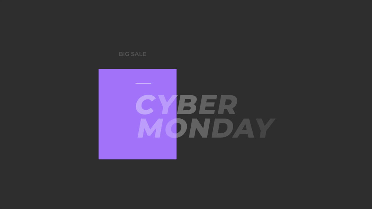 Modern Cyber Monday and Big Sale text on black gradient