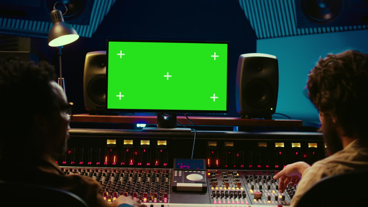 다양한 숙련된 예술가들이 pc에서 고립된 모 디스플레이를 사용하여 작업합니다.