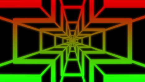 animation of red and green neon pattern moving in hypnotic motion on seamless loop