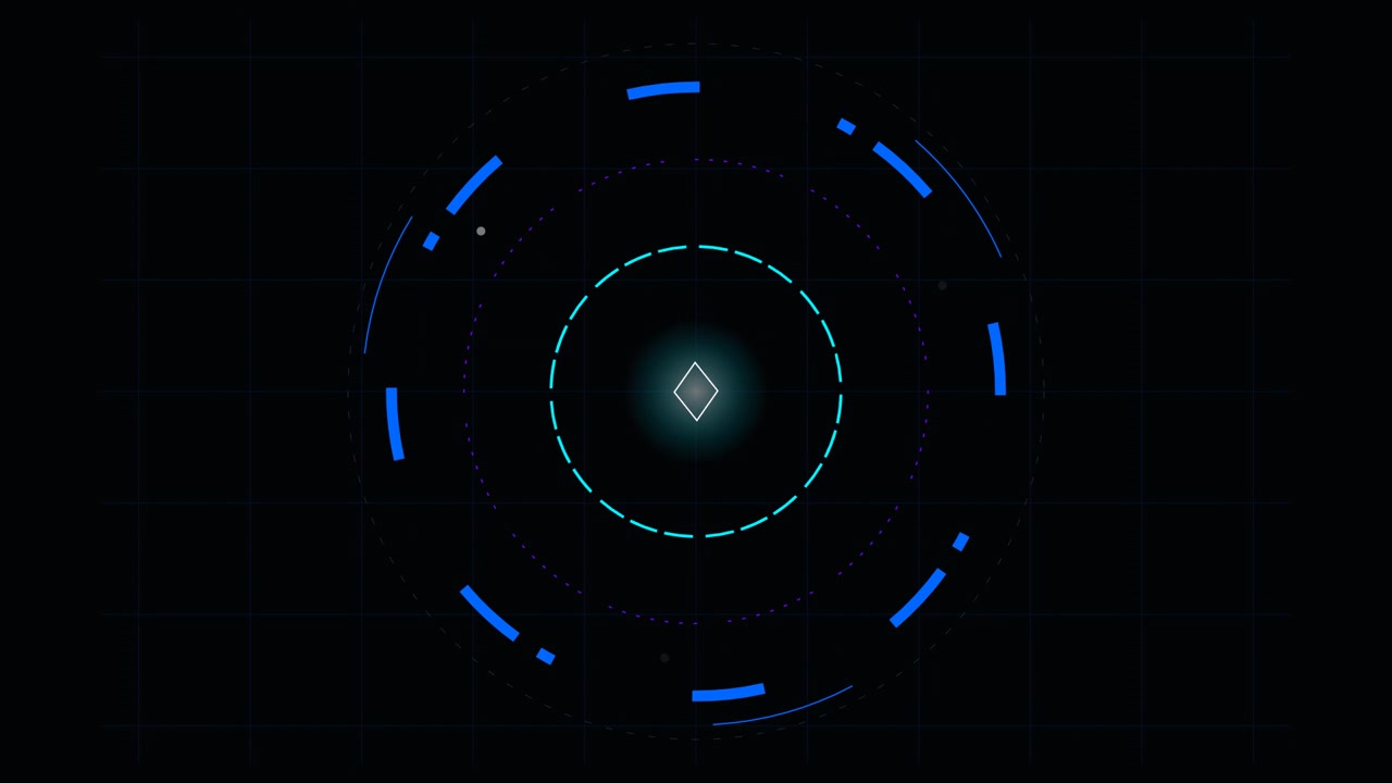 Futuristic Digital HUD Interface with Rotating Circular Elements