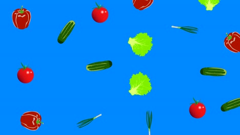 vegetables elements animation chroma key background removable, seamless loop