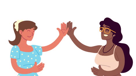 interracial chicas felices personajes de animación