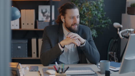 businessman in video conference