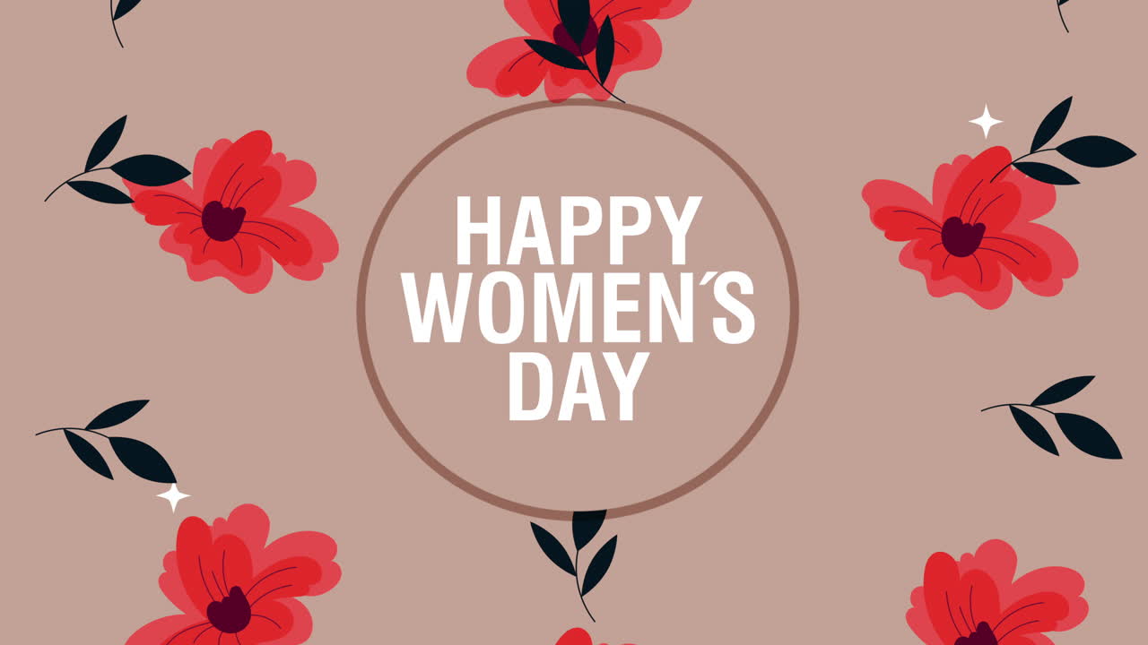 scheda circolare per il giorno delle donne con fiori e lettere