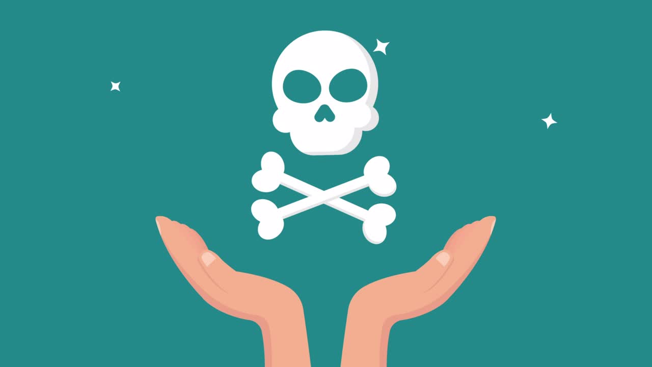 여성의 손이 두개골을 잡고