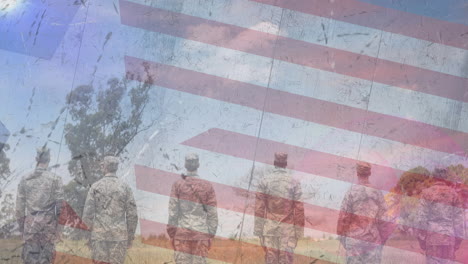 animation of soldiers over american flag