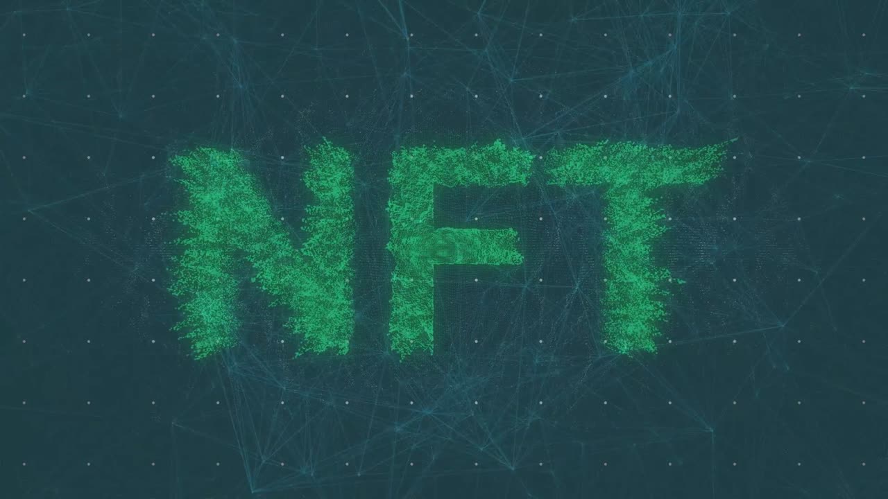 animación de nft y conexiones en el fondo de la marina