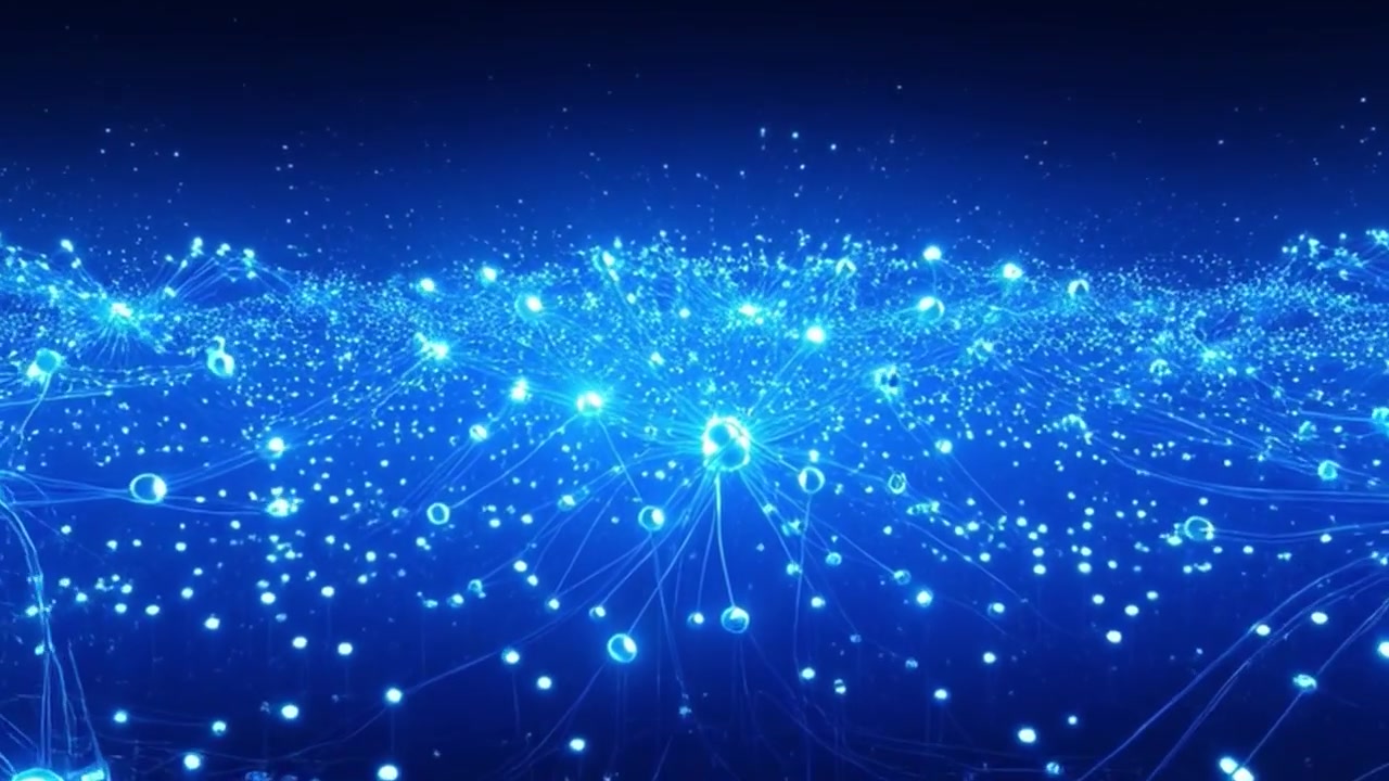 Abstract Digital Network Connection with Glowing Blue Nodes