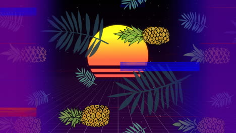 pineapple with sunset with colorful sizzle strip