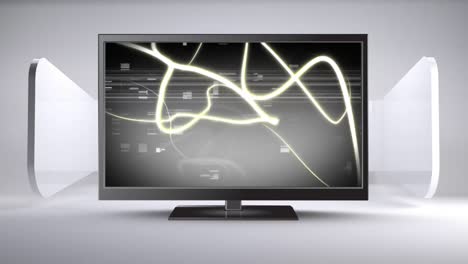 television with swirly lines and static noise