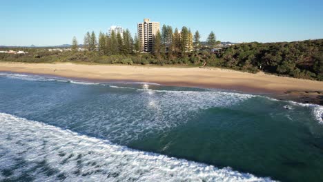 perfect beachfront view cartwright apartment, queensland, australia, aerial drone shot