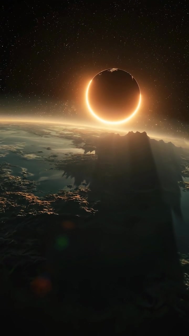 Stunning Solar Eclipse Seen from Space Above Earth