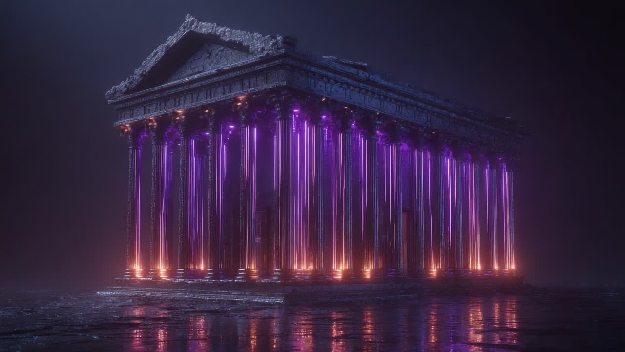 A Stunning Visual of an Ancient Temple Surrounded by Ethereal Light, Combining Elements of Mystique and Grandeur through Dramatic Atmospheric Effects
