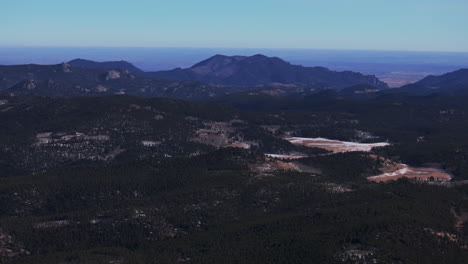 Eldora-Boulder-Flat-Irons-Nederland-Front-Range-Colorado-cinematic-aerial-drone-Indian-Peaks-winter-blue-sky-Rocky-Mountains-Central-city-Black-Hawk-to-the-left-motion