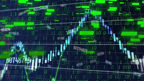 binario y procesamiento de datos en fondo negro.