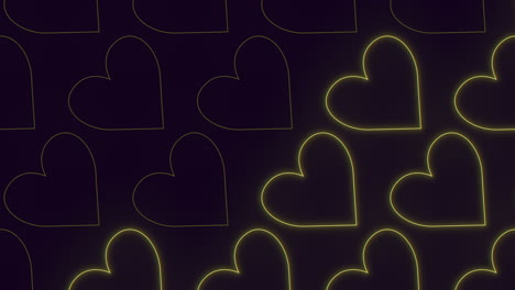 vibrant circular pattern of yellow hearts on black background