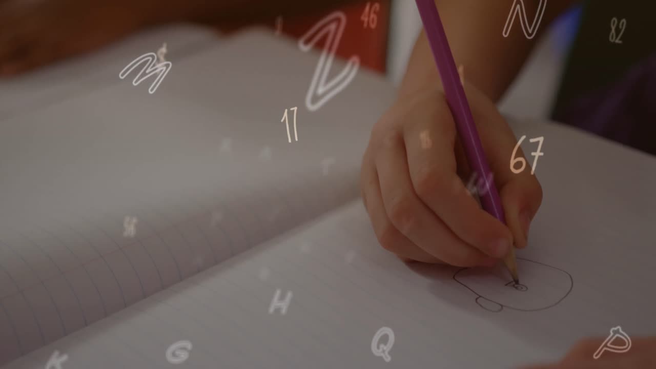 Animation of icons over caucasian man using smartphone