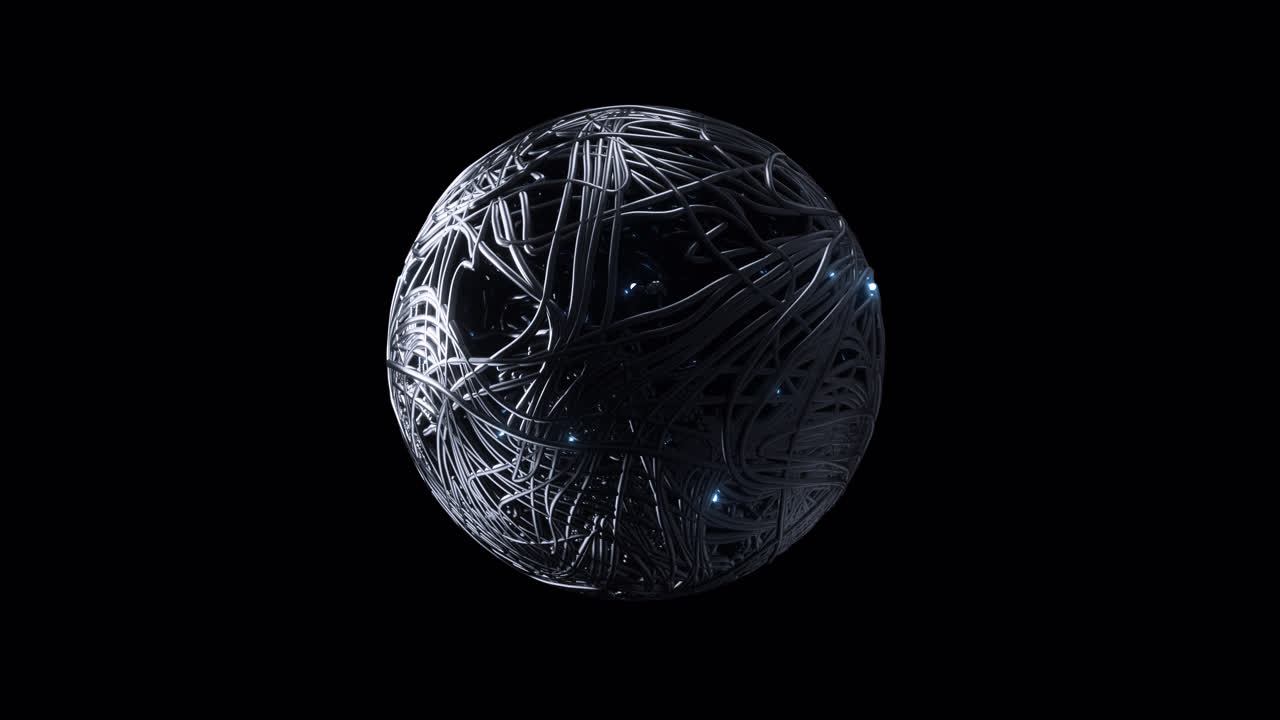 Glowing wire sphere animation with alpha channel